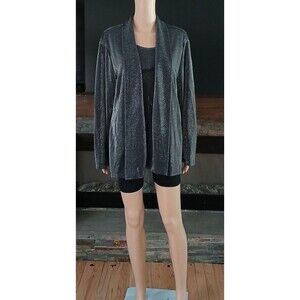 Womens Black Sparkly Shimmering 2 Piece Attached Shirt Jacket Casual Wear Blouse